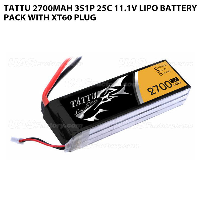 Tattu 2700mAh 3S1P 25C 11.1V Lipo Battery Pack With XT60 Plug