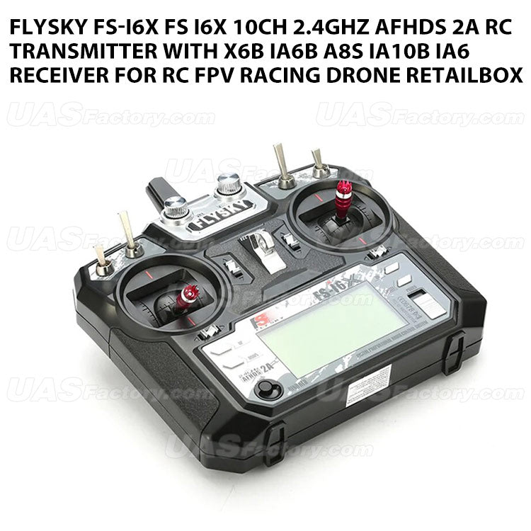 FLYSKY FS-i6X FS i6X 10CH 2.4GHz AFHDS 2A RC Transmitter With X6B iA6B A8S iA10B iA6 Receiver for RC FPV Racing Drone Retailbox