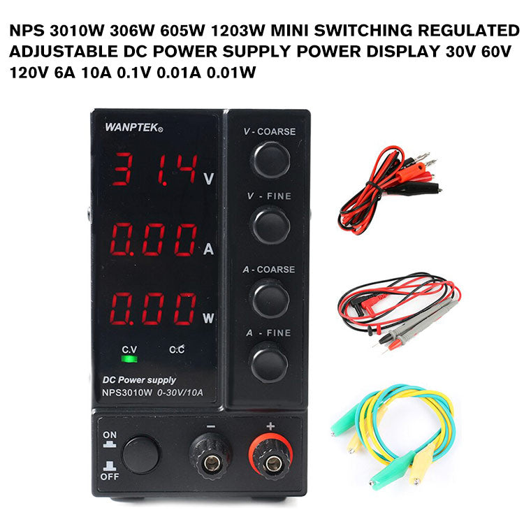 NPS 3010W 306W 605W 1203W Mini Switching Regulated Adjustable DC Power Supply Power Display 30V 60V 120V 6A 10A 0.1V 0.01A 0.01W