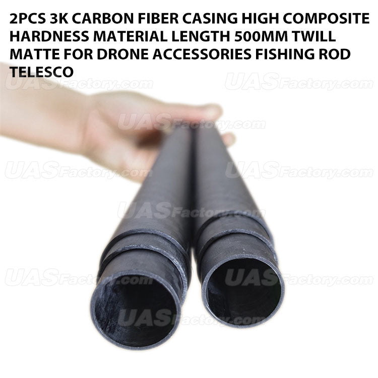 2pcs 3K Carbon Fiber Casing High Composite Hardness Material Length 500mm Twill Matte For Drone Accessories Fishing Rod Telesco