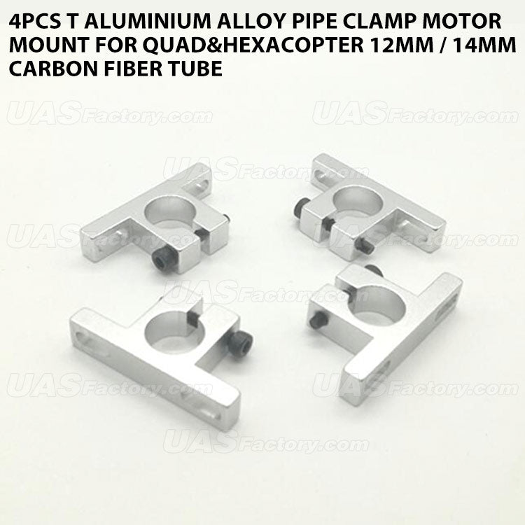 4pcs T Aluminium Alloy Pipe Clamp Motor Mount for Quad&HexaCopter 12mm / 14mm Carbon fiber tube