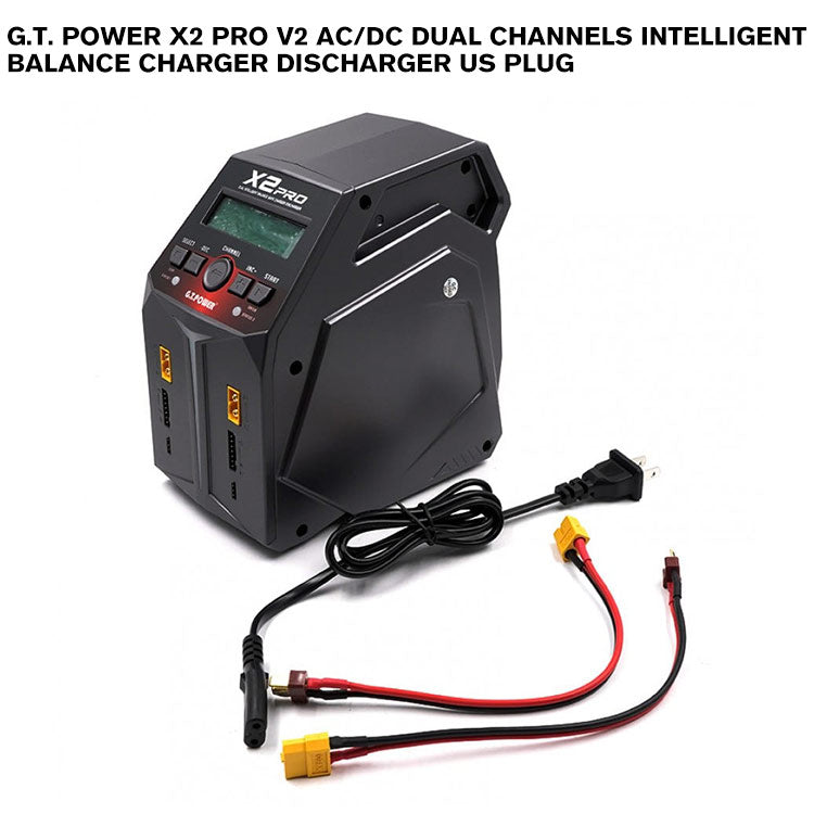 G.T. POWER X2 PRO V2 AC/DC DUAL CHANNELS INTELLIGENT BALANCE CHARGER DISCHARGER US PLUG