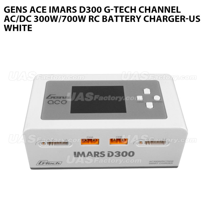 Gens Ace IMARS D300 G-Tech Channel AC/DC 300W/700W RC Battery Charger-US White