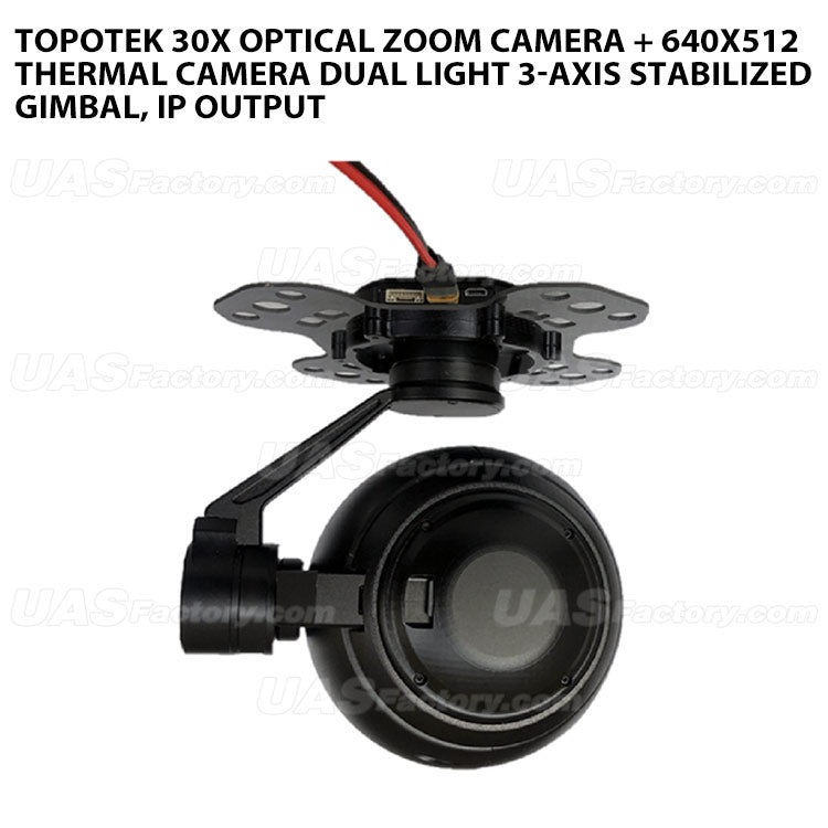 Topotek 30x Optical zoom camera + 640x512 thermal camera Dual light 3-Axis Stabilized Gimbal, IP output