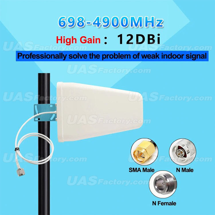 Outdoor Directional Log Periodic Antenna 12dBi 698-4900MHz Mobile Signal Booster 5G 4G 3G 2G Network Amplifier SMA/N Connector