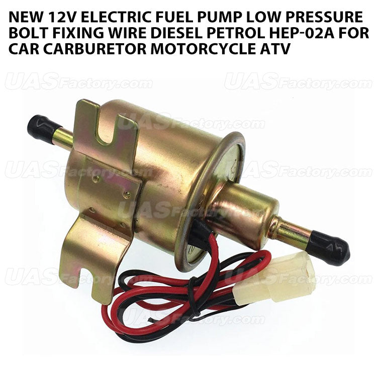 New 12V Electric Fuel Pump Low Pressure Bolt Fixing Wire Diesel Petrol HEP-02A For Car Carburetor Motorcycle ATV