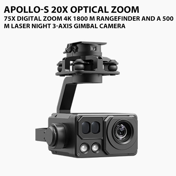 Apollo-S 20X optical zoom and 75X digital zoom 4K 1800 m rangefinder and a 500 m Laser night 3-axis gimbal camera