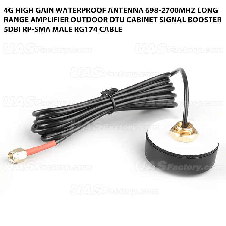 4G High Gain Waterproof Antenna 698-2700MHz Long Range Amplifier Outdoor DTU Cabinet Signal Booster 5dBi RP-SMA Male RG174 Cable