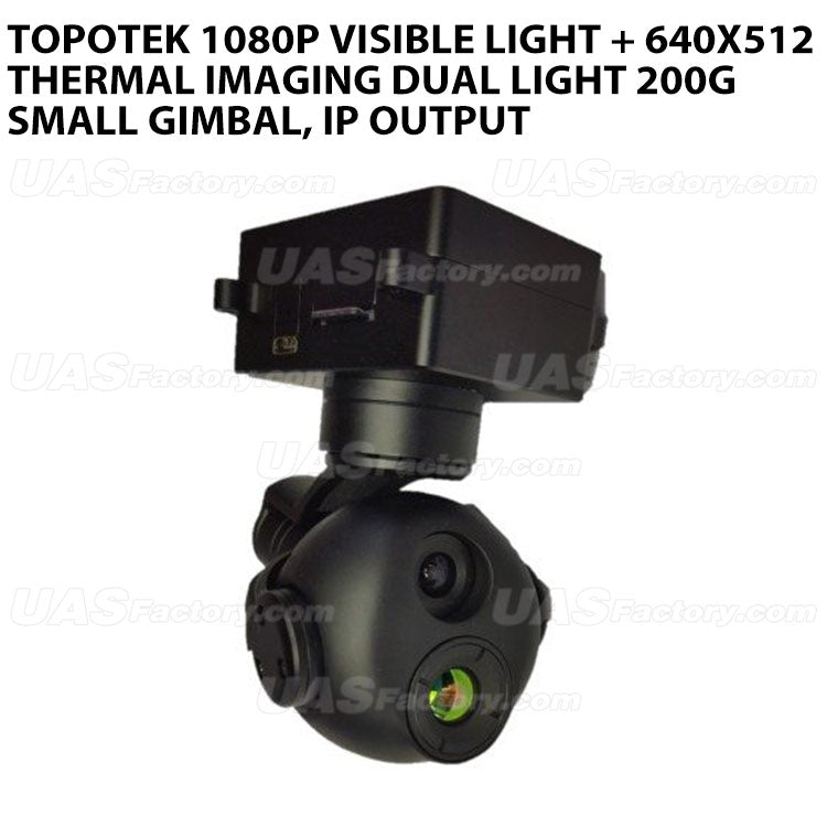 Topotek 1080P visible light + 640x512 thermal imaging dual light 200g small gimbal, IP output