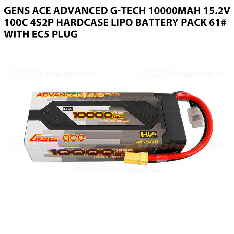 Gens Ace Advanced G-Tech 10000mAh 15.2V 100C 4S2P HardCase Lipo Battery Pack 61# With EC5 Plug