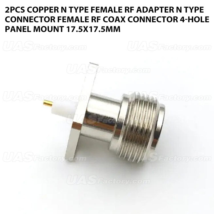 2pcs copper N type female RF Adapter N Type Connector FeMale RF COAX connector 4-hole panel mount 17.5x17.5mm