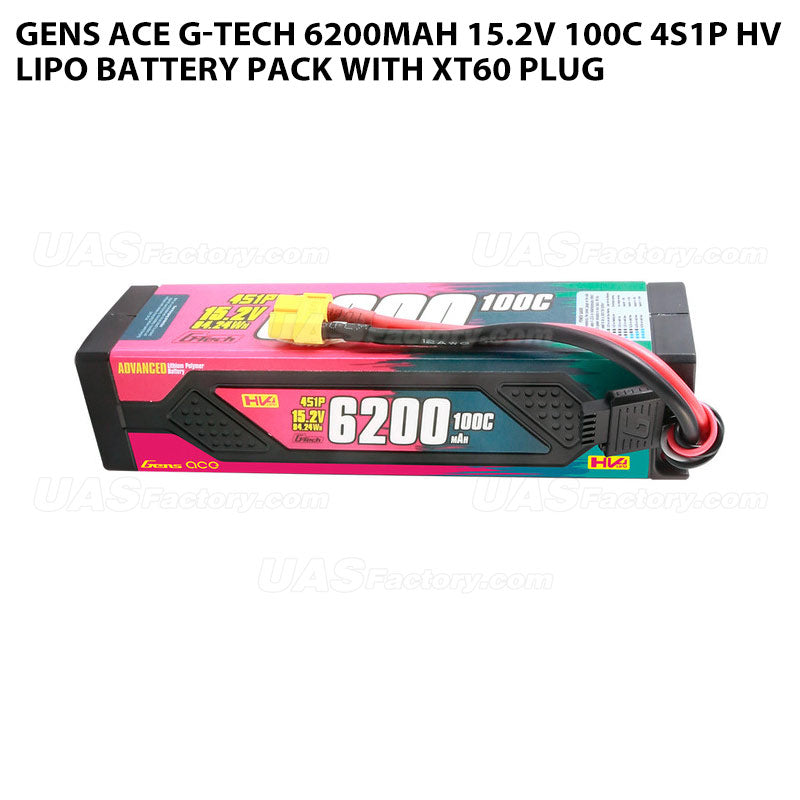 Gens Ace G-Tech 6200mAh 15.2V 100C 4S1P HV Lipo Battery Pack With XT60 Plug