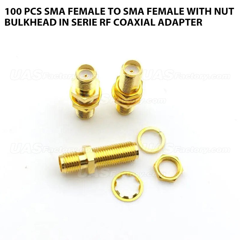 100 pcs SMA female to SMA female with nut bulkhead in serie RF coaxial adapter