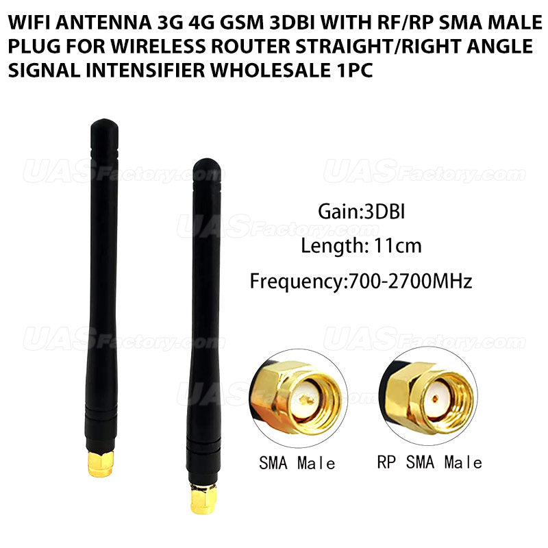 Wifi Antenna 3G 4G GSM 3dBi with RF/RP SMA Male Plug for Wireless Router Straight/Right Angle Signal Intensifier Wholesale 1pc