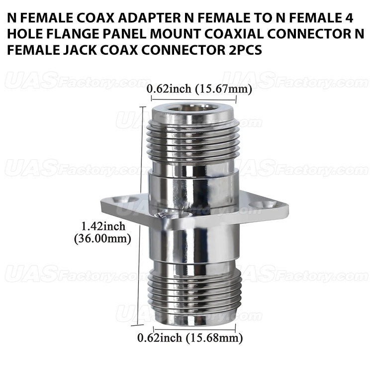 N Female Coax Adapter N Female to N Female 4 Hole Flange Panel Mount Coaxial Connector N Female Jack Coax Connector 2pcs