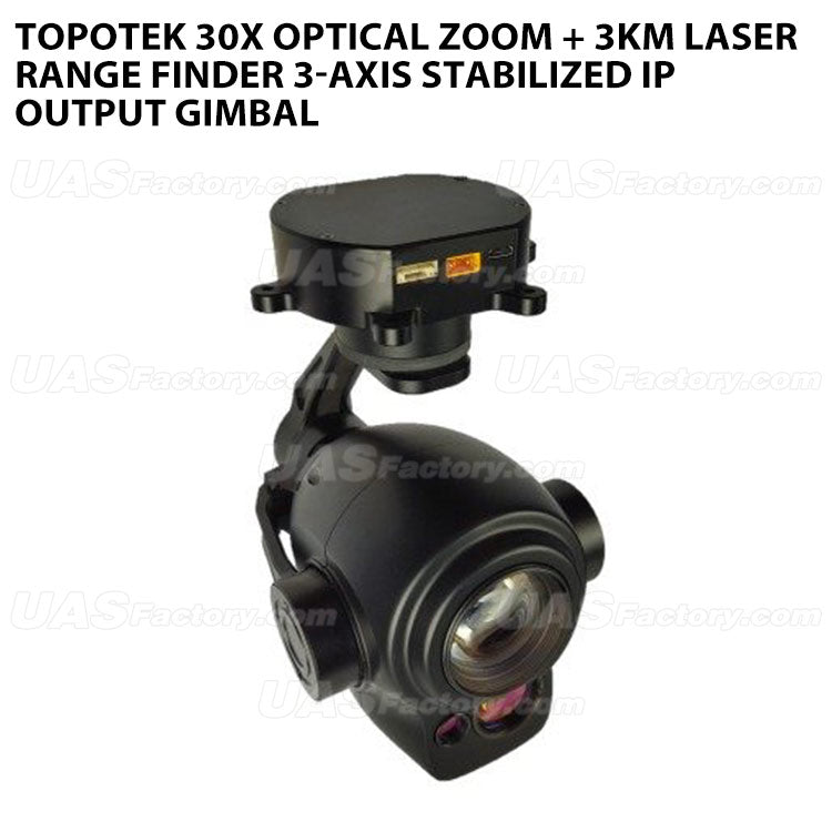 Topotek 30x optical zoom + 3km laser range finder 3-axis stabilized IP output gimbal