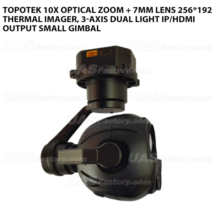 Topotek 10x Optical Zoom + 7mm Lens 256*192 Thermal Imager, 3-Axis Dual Light IP/HDMI Output Small Gimbal