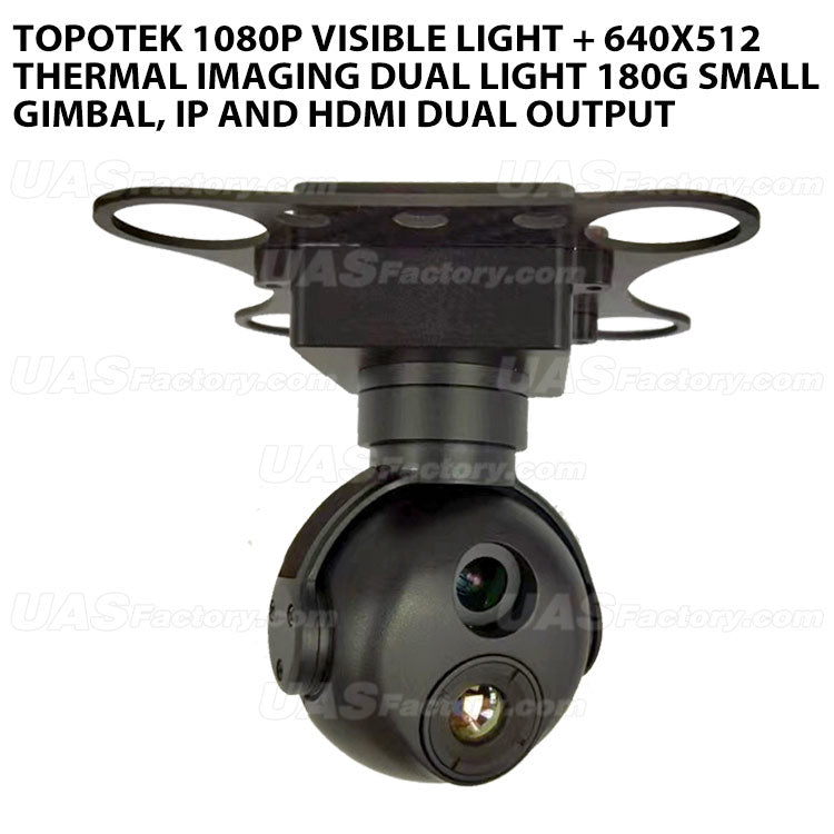 Topotek 1080P visible light + 640x512 thermal imaging dual light 180g small gimbal, IP and HDMI dual output