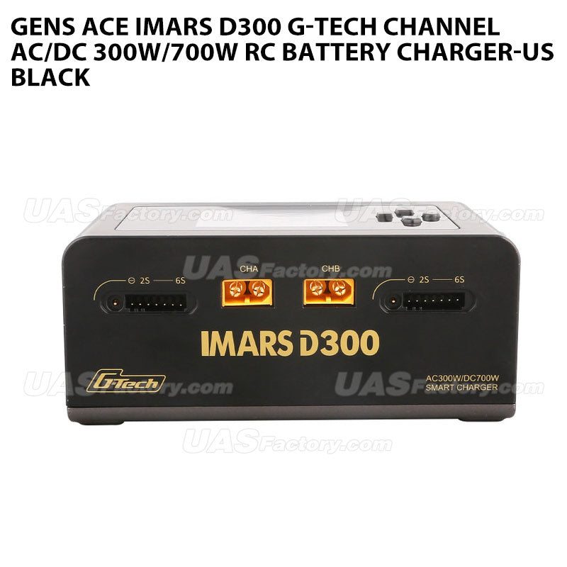 Gens Ace IMARS D300 G-Tech Channel AC/DC 300W/700W RC Battery Charger-US Black