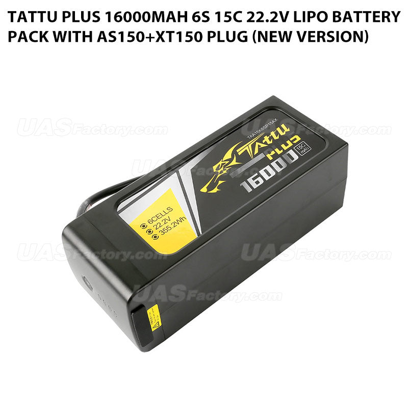 Tattu Plus 16000mAh 6S 15C 22.2V Lipo Battery Pack With AS150+XT150 Plug (New Version)