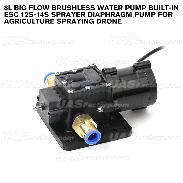 8L Big Flow Brushless Water Pump Built-In ESC 12S-14S Sprayer Diaphragm Pump For Agriculture Spraying Drone