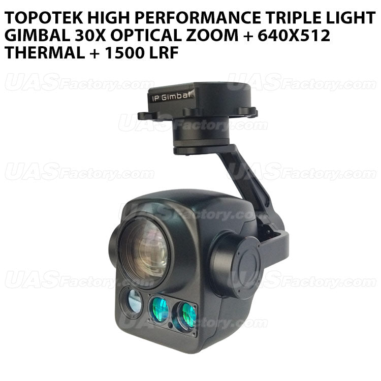 Topotek TH30G6L15 High Performance Triple Light Gimbal 30X Optical Zoom + 640x512 Thermal + 1500 LRF