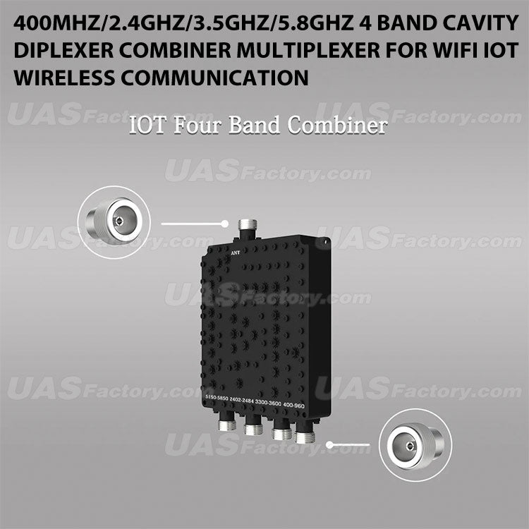 400MHz/2.4GHz/3.5GHz/5.8GHz 4 Band Cavity Diplexer Combiner Multiplexer For WiFi IOT Wireless Communication