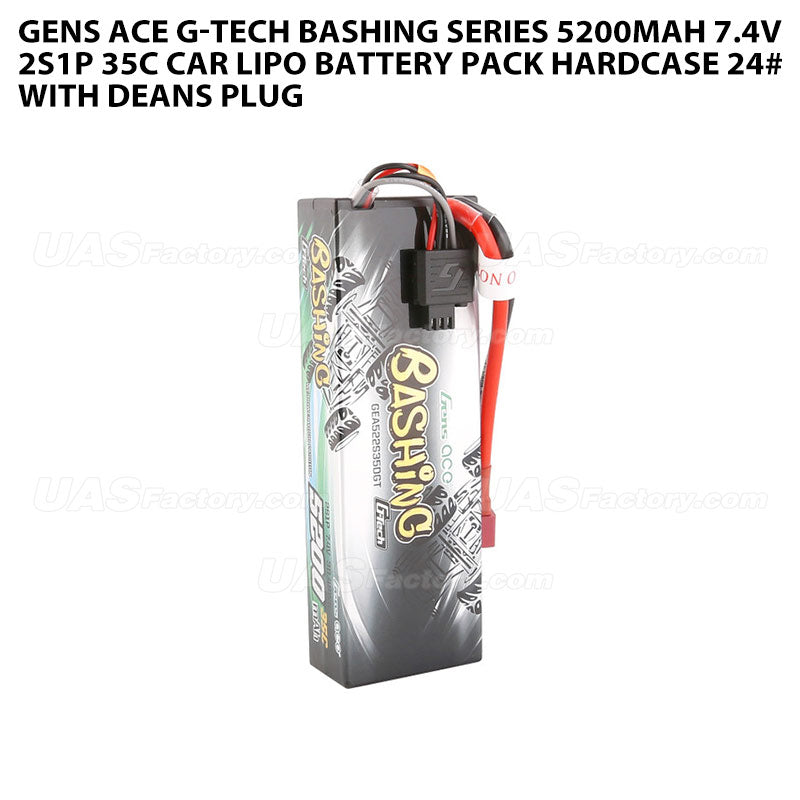 Gens Ace G-Tech Bashing Series 5200mAh 7.4V 2S1P 35C Car Lipo Battery Pack Hardcase 24# With Deans Plug