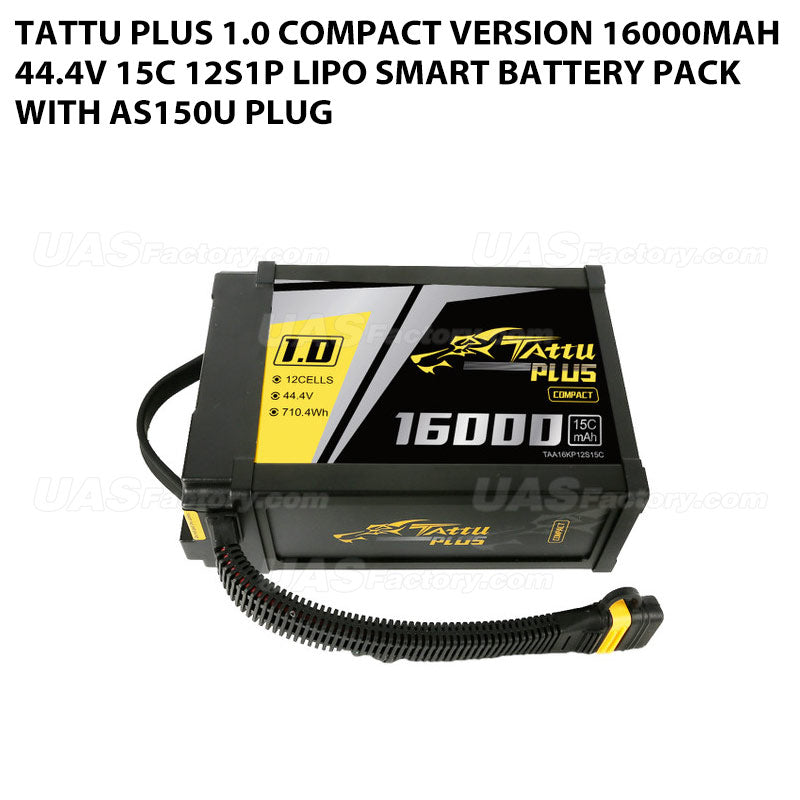 Tattu Plus 1.0 Compact Version 16000mAh 44.4V 15C 12S1P Lipo Smart Battery Pack With AS150U Plug