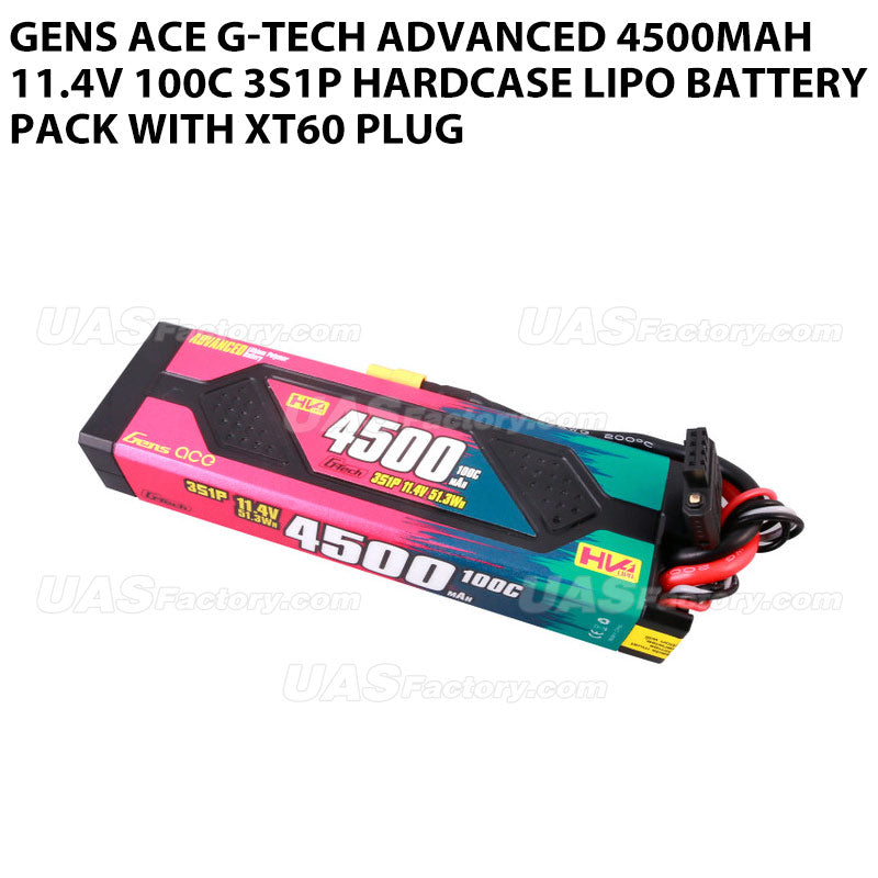 Gens Ace G-Tech Advanced 4500mAh 11.4V 100C 3S1P HardCase Lipo Battery Pack With XT60 Plug