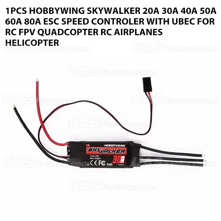 1pcs Hobbywing Skywalker 20A 30A 40A 50A 60A 80A ESC Speed Controler With UBEC For RC FPV Quadcopter RC Airplanes Helicopter