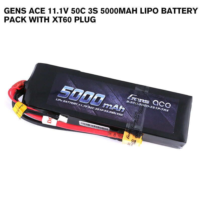 Gens Ace 11.1V 50C 3S 5000mAh Lipo Battery Pack With XT60 Plug