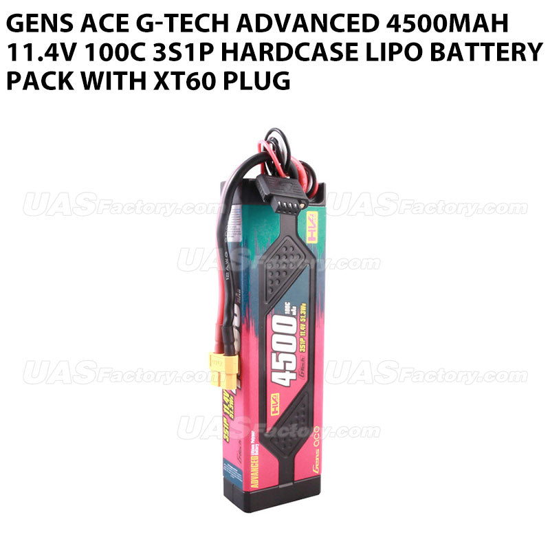 Gens Ace G-Tech Advanced 4500mAh 11.4V 100C 3S1P HardCase Lipo Battery Pack With XT60 Plug