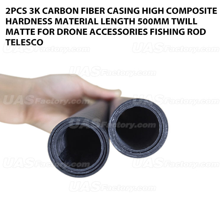 2pcs 3K Carbon Fiber Casing High Composite Hardness Material Length 500mm Twill Matte For Drone Accessories Fishing Rod Telesco