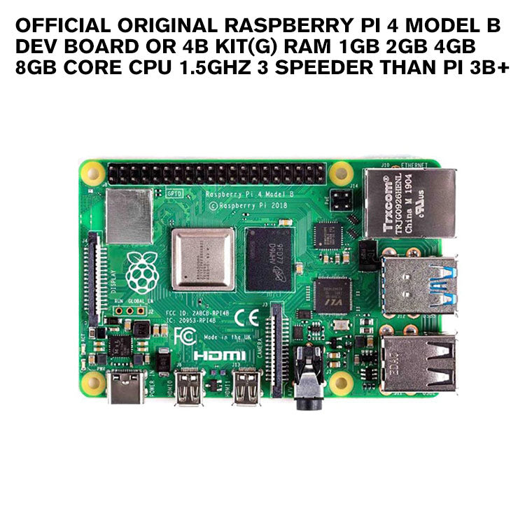 Official Original Raspberry Pi 4 Model B Dev Board or 4b Kit(G) RAM 1GB 2GB 4GB 8GB Core CPU 1.5Ghz 3 Speeder Than Pi 3B+