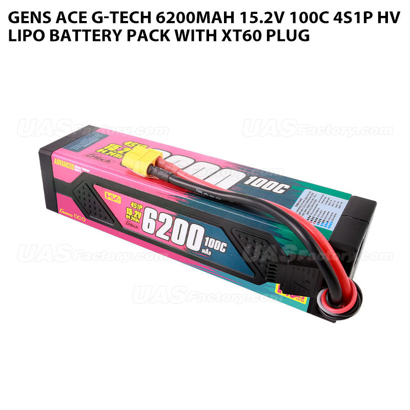 Gens Ace G-Tech 6200mAh 15.2V 100C 4S1P HV Lipo Battery Pack With XT60 Plug