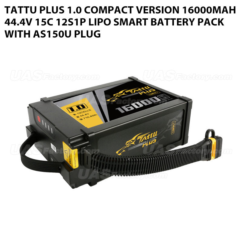 Tattu Plus 1.0 Compact Version 16000mAh 44.4V 15C 12S1P Lipo Smart Battery Pack With AS150U Plug