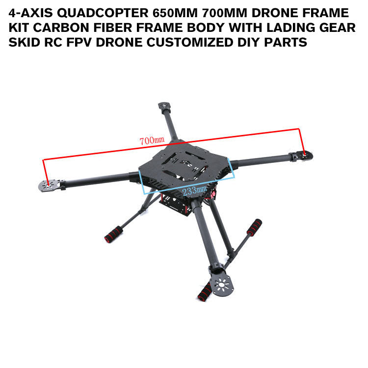 4-Axis Quadcopter 650mm 700mm drone frame kit carbon fiber frame body with lading gear skid RC FPV Drone Customized DIY Parts