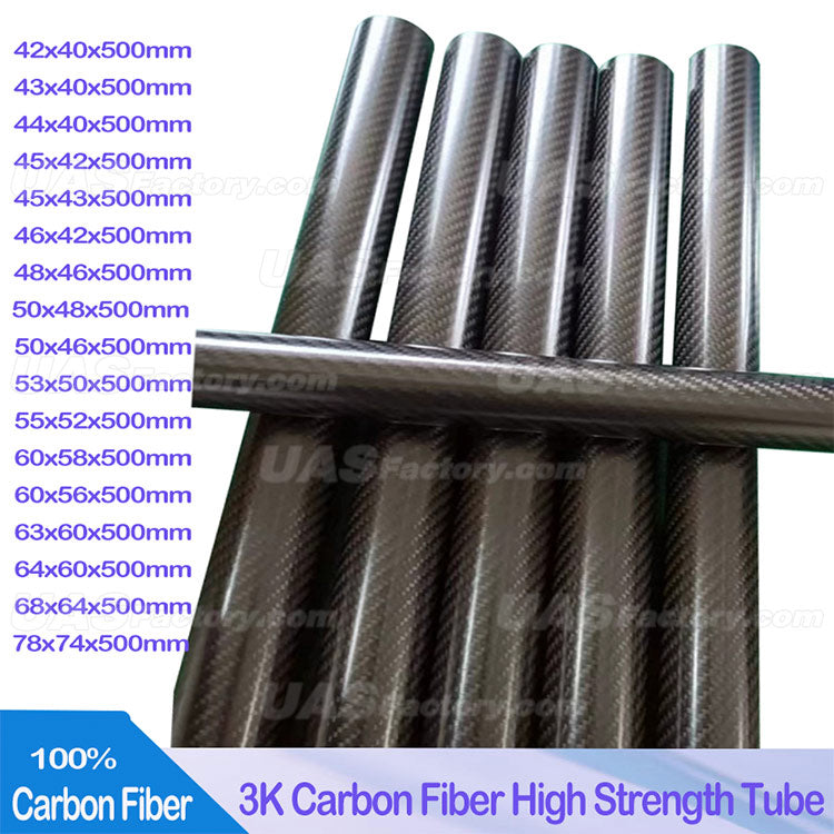 2pcs Length 500mm Large Diameter Carbon Fiber Tube High Composite Hardness Material 3K Twill Matte For Plant Protection Aircraft