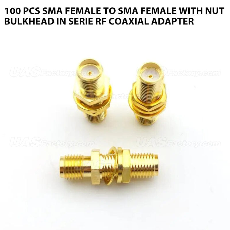 100 pcs SMA female to SMA female with nut bulkhead in serie RF coaxial adapter