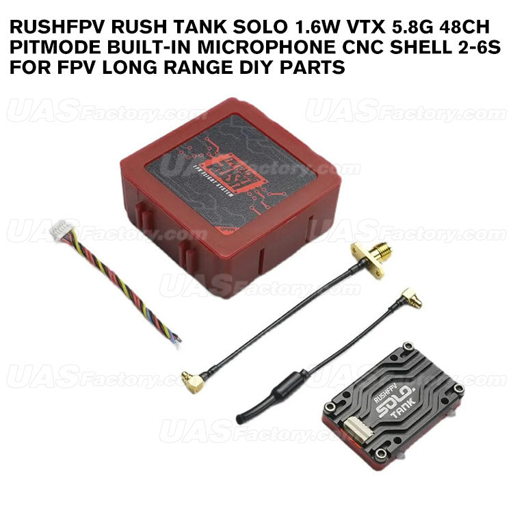 RUSHFPV RUSH TANK SOLO 1.6W VTX 5.8G 48CH PitMode Built-in Microphone CNC Shell 2-6S for FPV Long Range DIY Parts