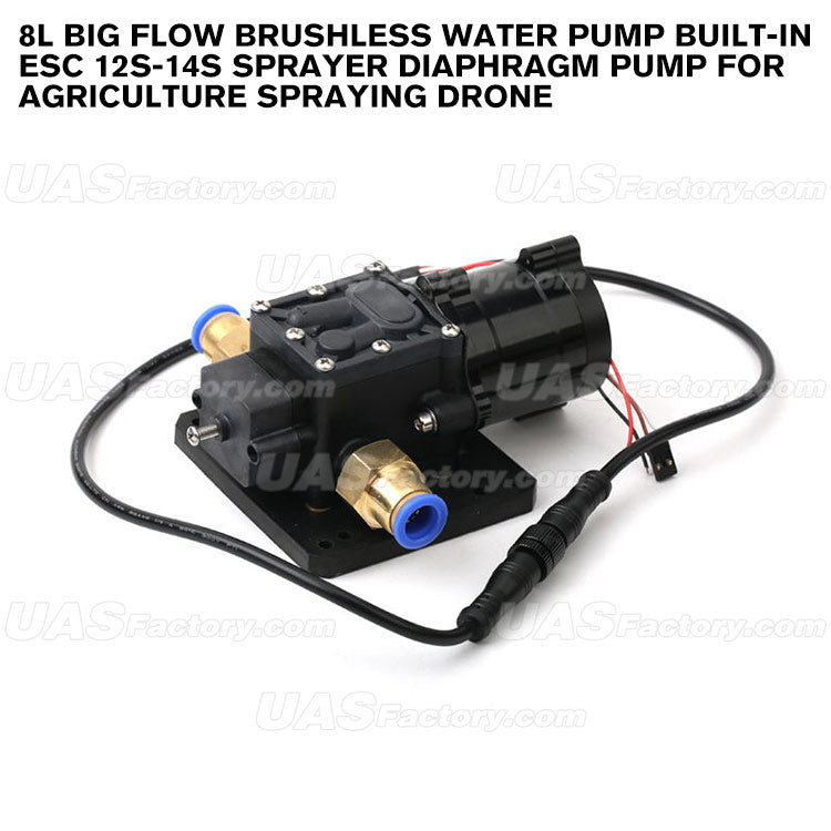 8L Big Flow Brushless Water Pump Built-In ESC 12S-14S Sprayer Diaphragm Pump For Agriculture Spraying Drone