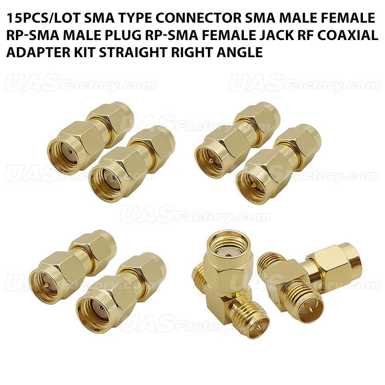 15Pcs/lot SMA Type Connector SMA Male Female RP-SMA Male Plug RP-SMA Female Jack RF Coaxial Adapter Kit Straight Right Angle