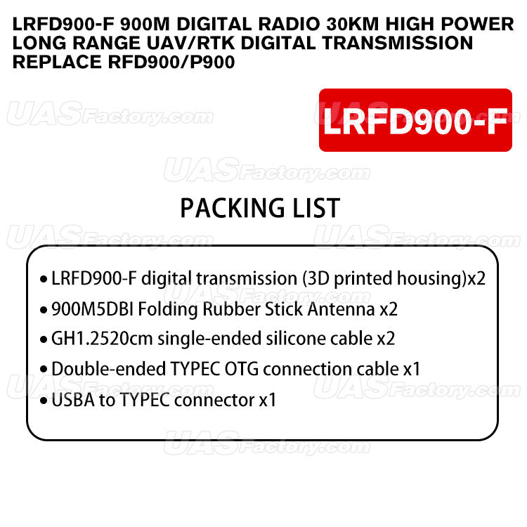 LRFD900-F 900M digital radio 30KM high power long range UAV/RTK digital transmission Replace RFD900/P900