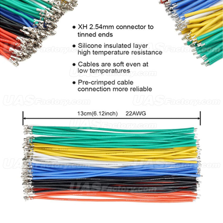 2.54MM Male & Female JST Connector Kit with 22AWG Pre-Crimped Cables Wire 2/3/4/5/6/7 Pin Adapter Cable Connector（6 Colors 130mm）