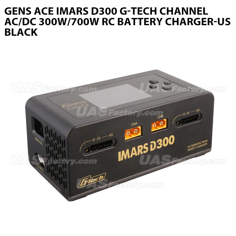 Gens Ace IMARS D300 G-Tech Channel AC/DC 300W/700W RC Battery Charger-US Black