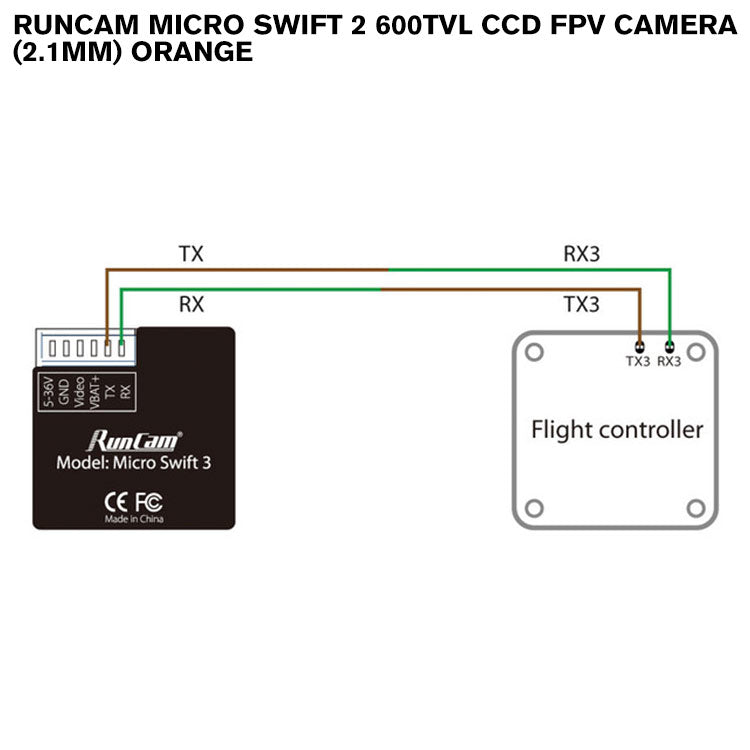 Runcam Micro Swift 2 600TVL CCD FPV Camera (2.1mm) Orange