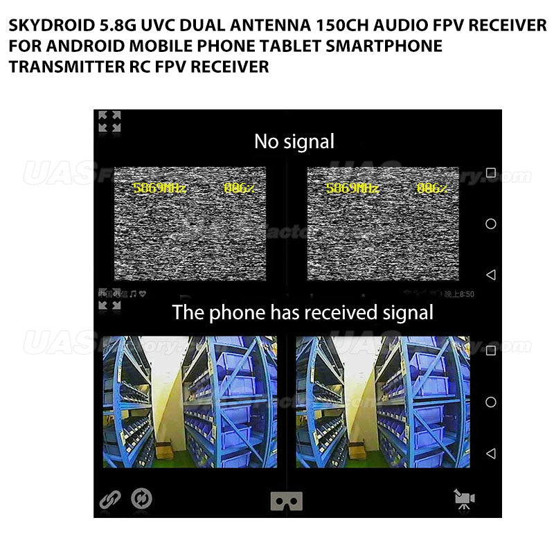 Skydroid 5.8G UVC Dual Antenna 150CH Audio FPV Receiver for Android Mobile Phone Tablet Smartphone Transmitter RC FPV receiver