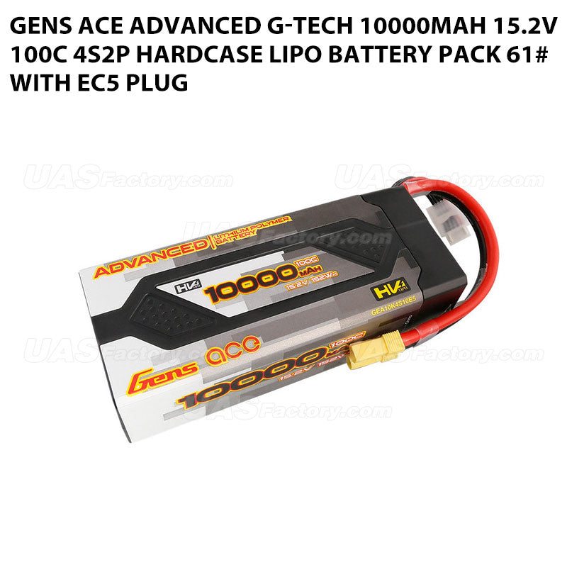 Gens Ace Advanced G-Tech 10000mAh 15.2V 100C 4S2P HardCase Lipo Battery Pack 61# With EC5 Plug