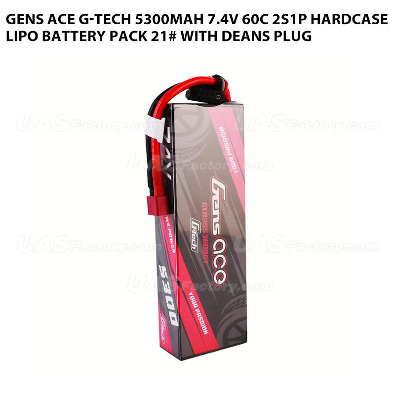 Gens Ace G-Tech 5300mAh 7.4V 60C 2S1P HardCase Lipo Battery Pack 21# With Deans Plug